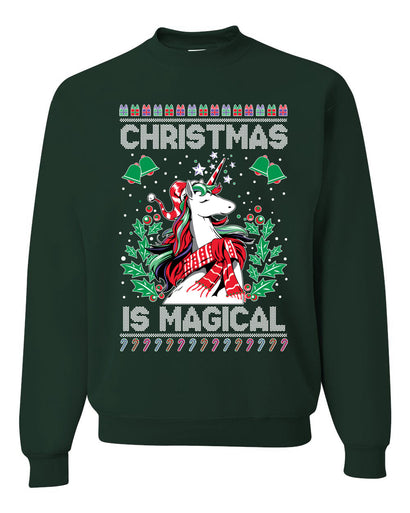 Christmas Is Magical Unicorn Christmas Unisex Crewneck Graphic Sweatshirt
