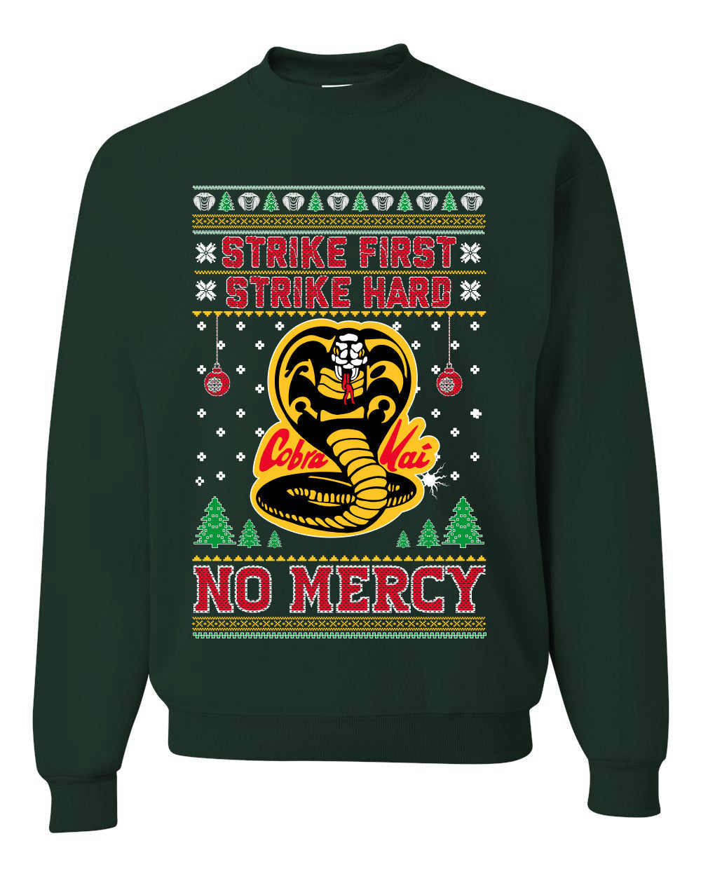 Strike First Strike Hard No Mercy Xmas Ugly Christmas Sweater Unisex Crewneck Graphic Sweatshirt