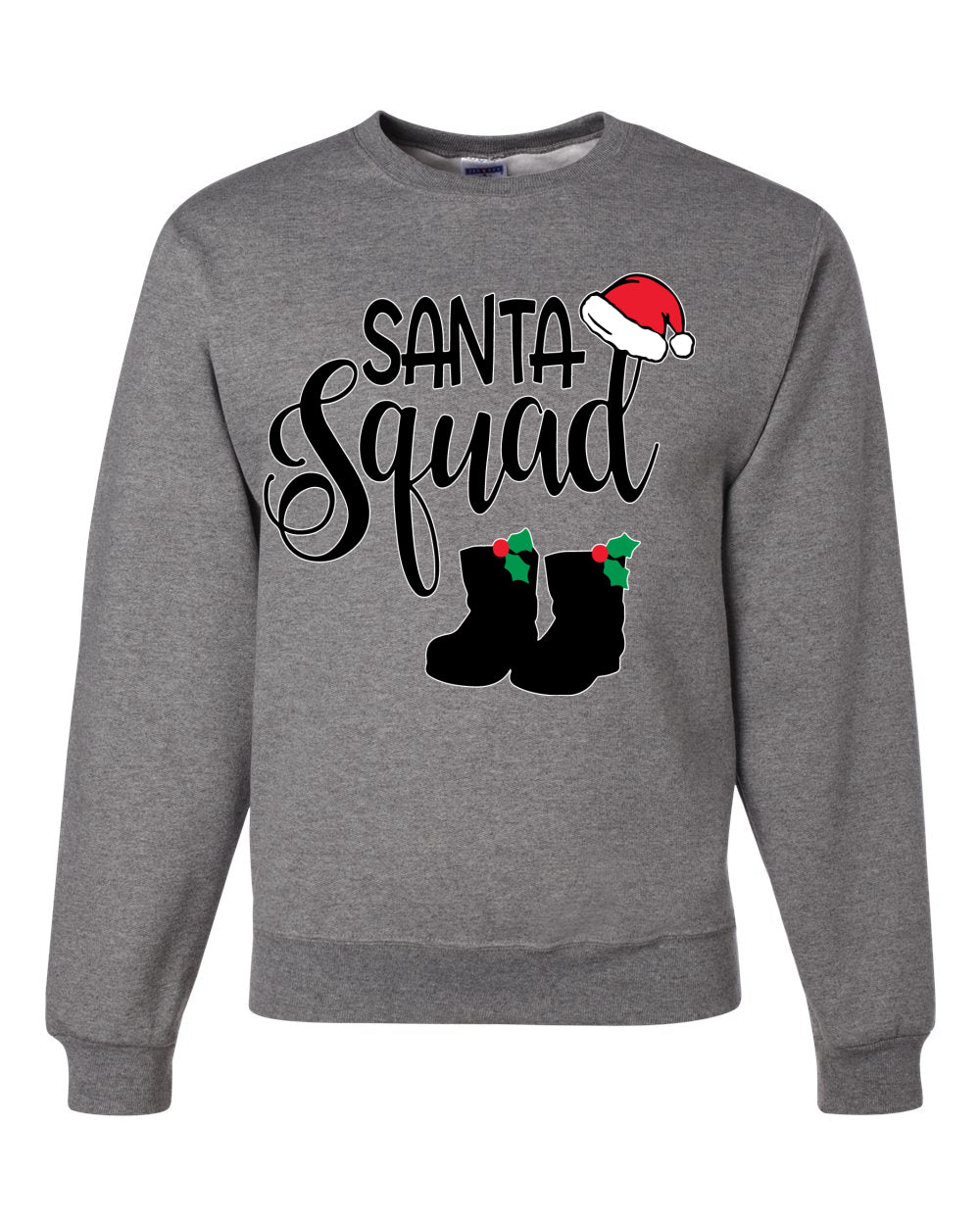 Santa Squad Xmas Hat Boots Ugly Christmas Sweater Unisex Crewneck Graphic Sweatshirt