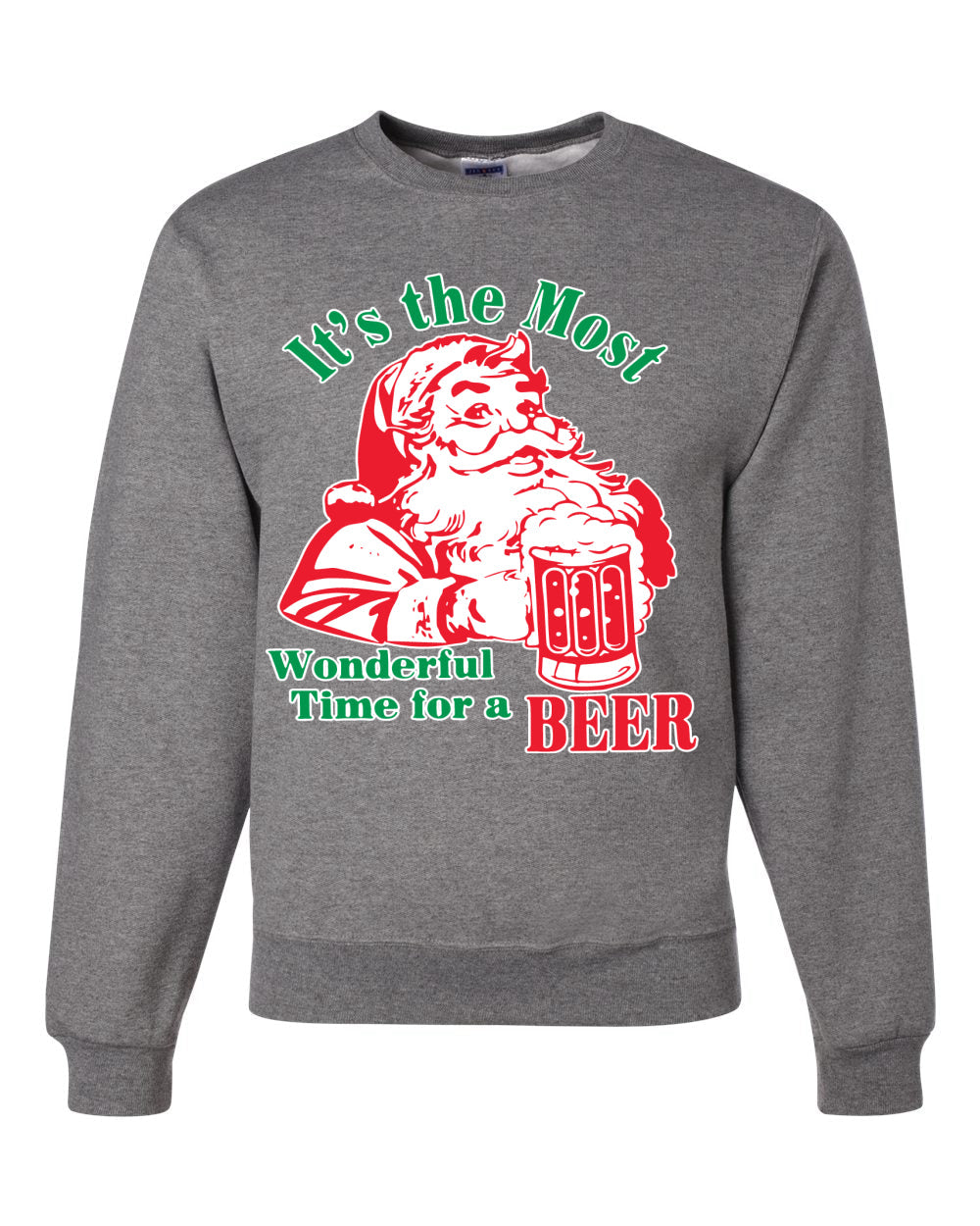 It is The Most Wonderful Time for a Beer Ugly Christmas Sweater Unisex Crewneck Graphic Sweatshirt