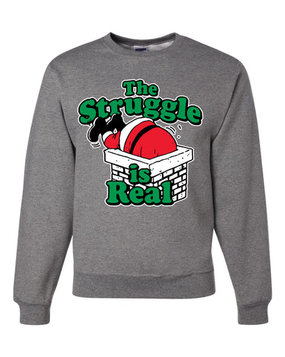 The Struggle is Real Xmas  Ugly Christmas Sweater Unisex Crewneck Graphic Sweatshirt