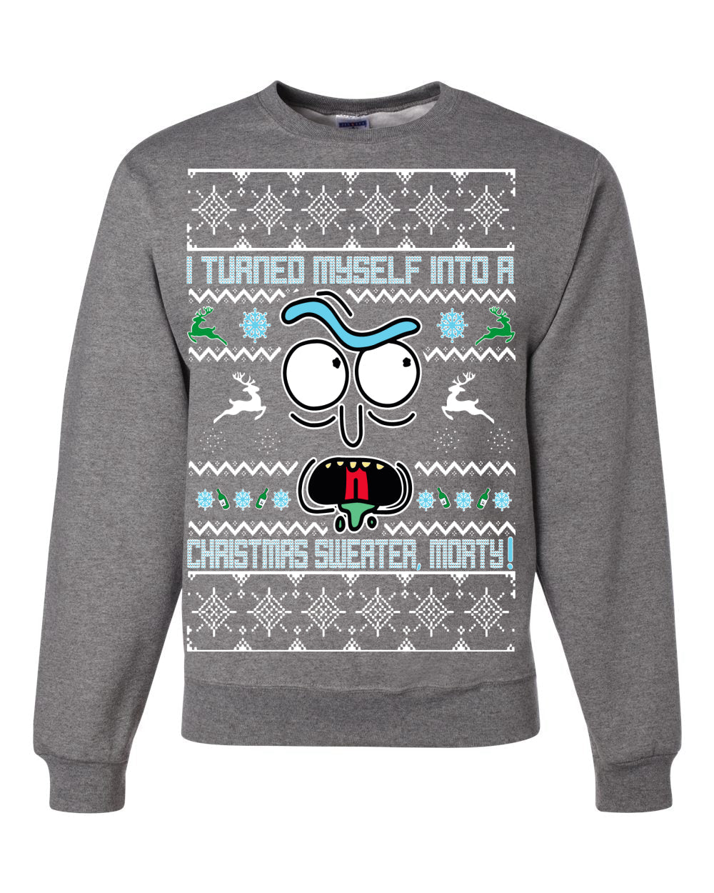 i turned myself into a christmas sweater morty Christmas Unisex Crewneck Graphic Sweatshirt