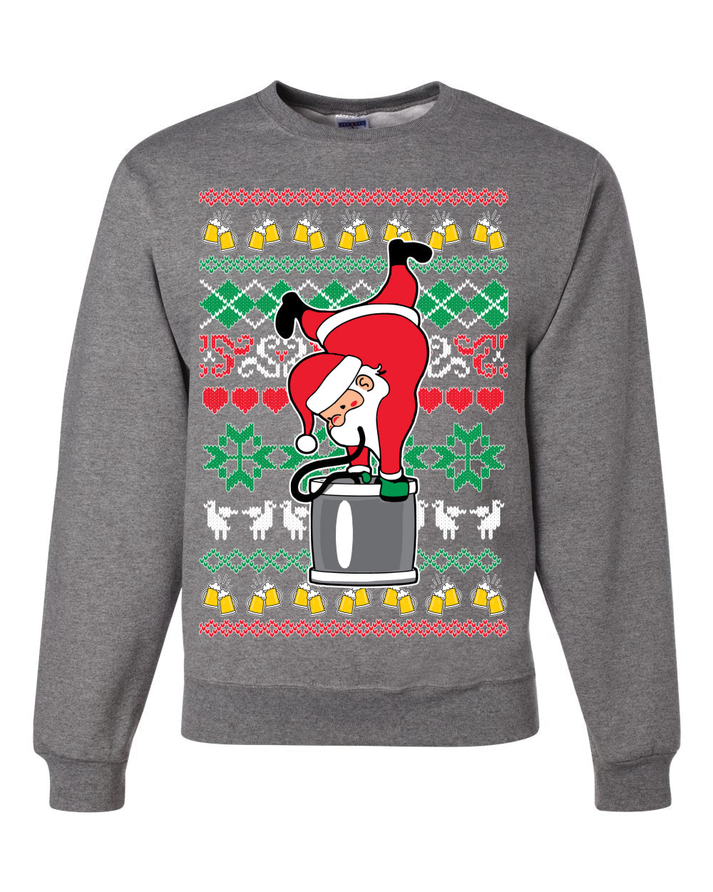 Santa Keg Stand Beer Drinking Drunk Ugly Christmas Sweater Christmas Unisex Crewneck Graphic Sweatshirt