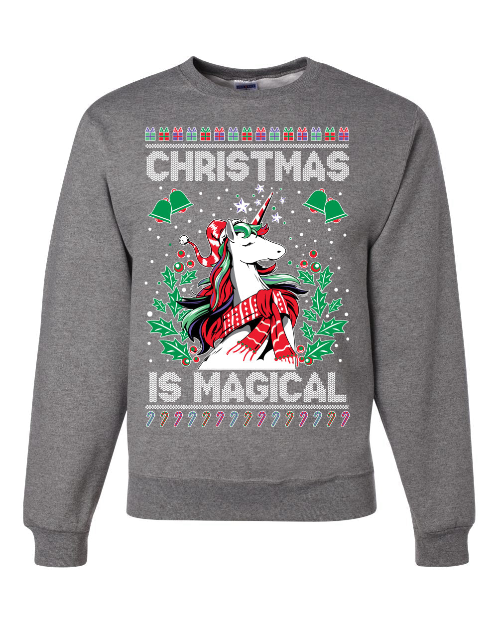 Christmas Is Magical Unicorn Christmas Unisex Crewneck Graphic Sweatshirt