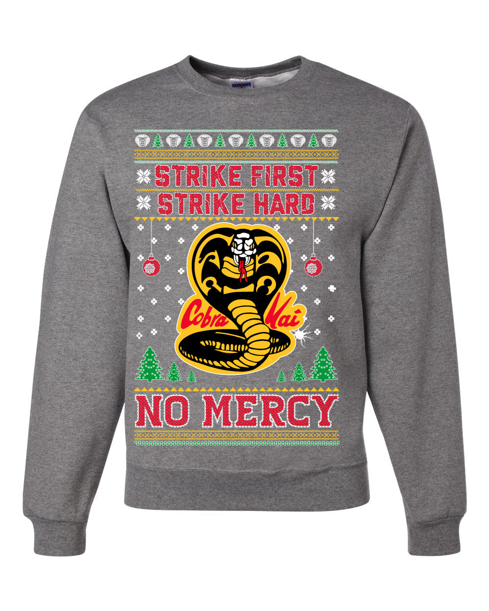 Strike First Strike Hard No Mercy Xmas Ugly Christmas Sweater Unisex Crewneck Graphic Sweatshirt