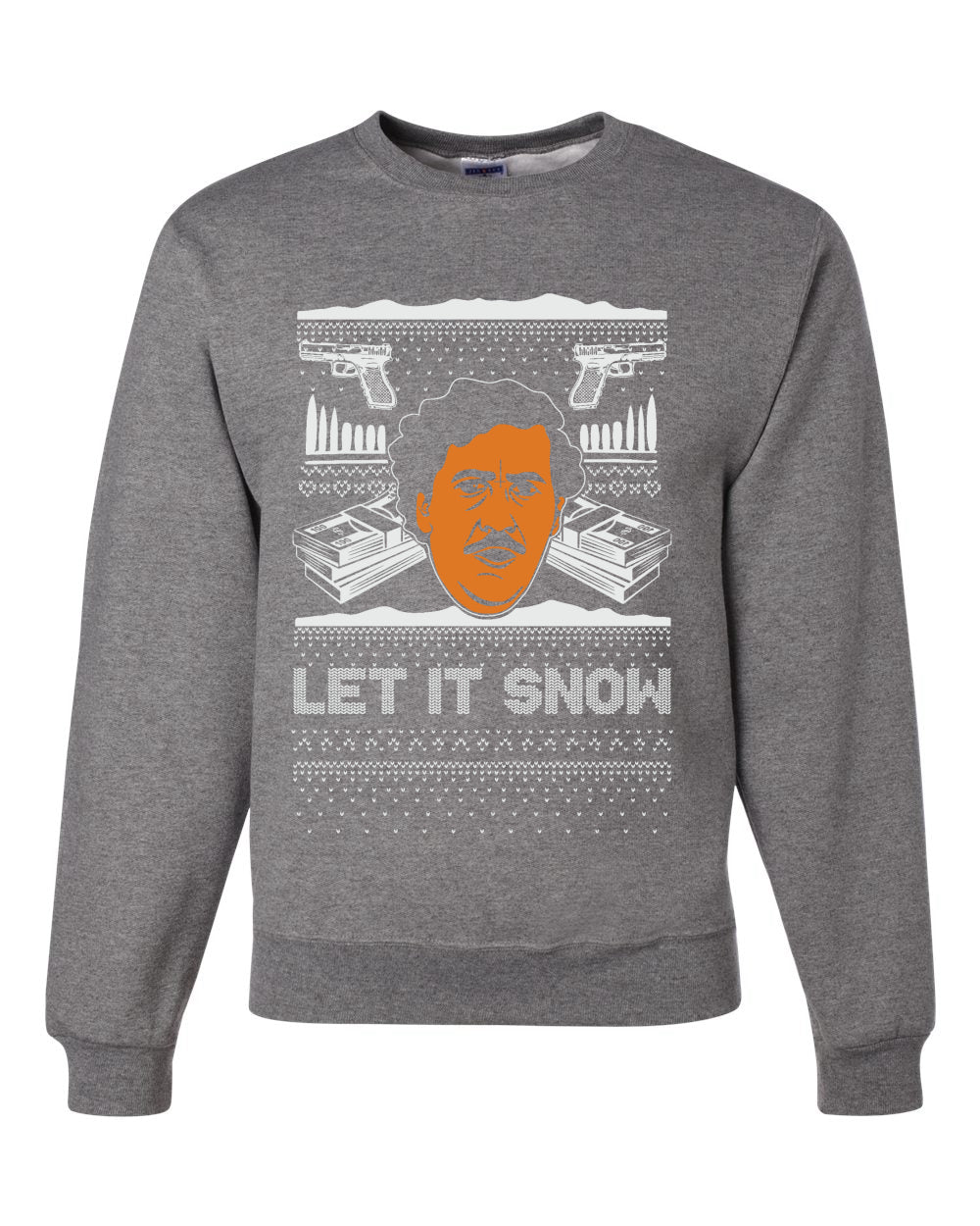 Let It Snow Funny Pablo Escobar Narcos Cocaine Drugs Xmas Christmas Unisex Crewneck Graphic Sweatshirt