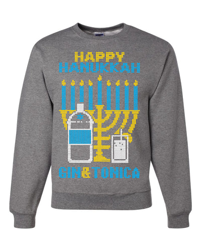 Happy Hanukkah Gin & Tonica Hanukkah Unisex Crewneck Graphic Sweatshirt