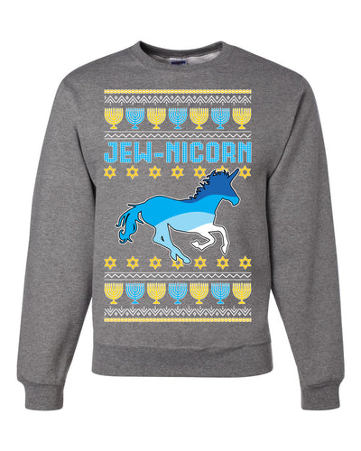 Jewnicorn Jewish Unicorn Funny Hanukkah Hanukkah Unisex Crewneck Graphic Sweatshirt