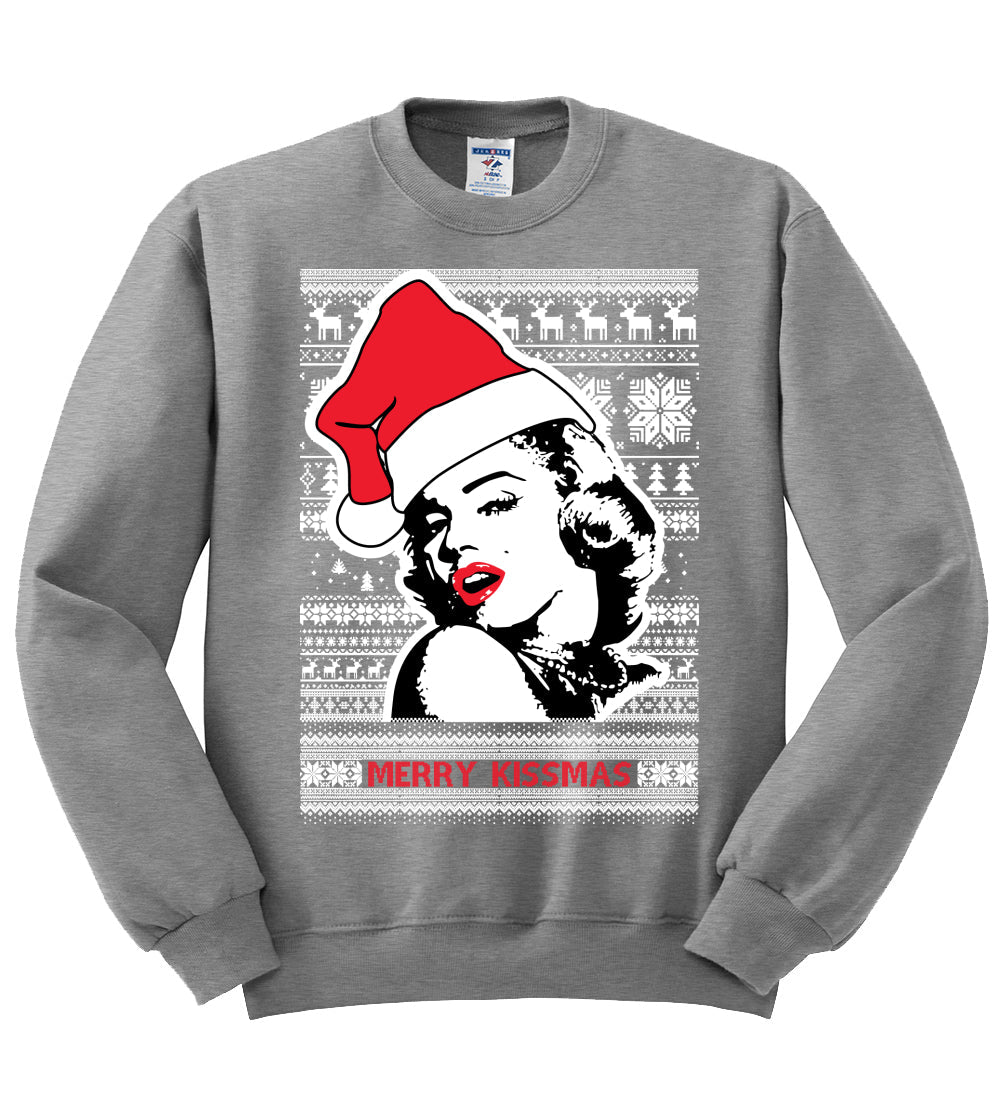 Merry Kissmas Marilyn Monroe Christmas Unisex Crewneck Graphic Sweatshirt