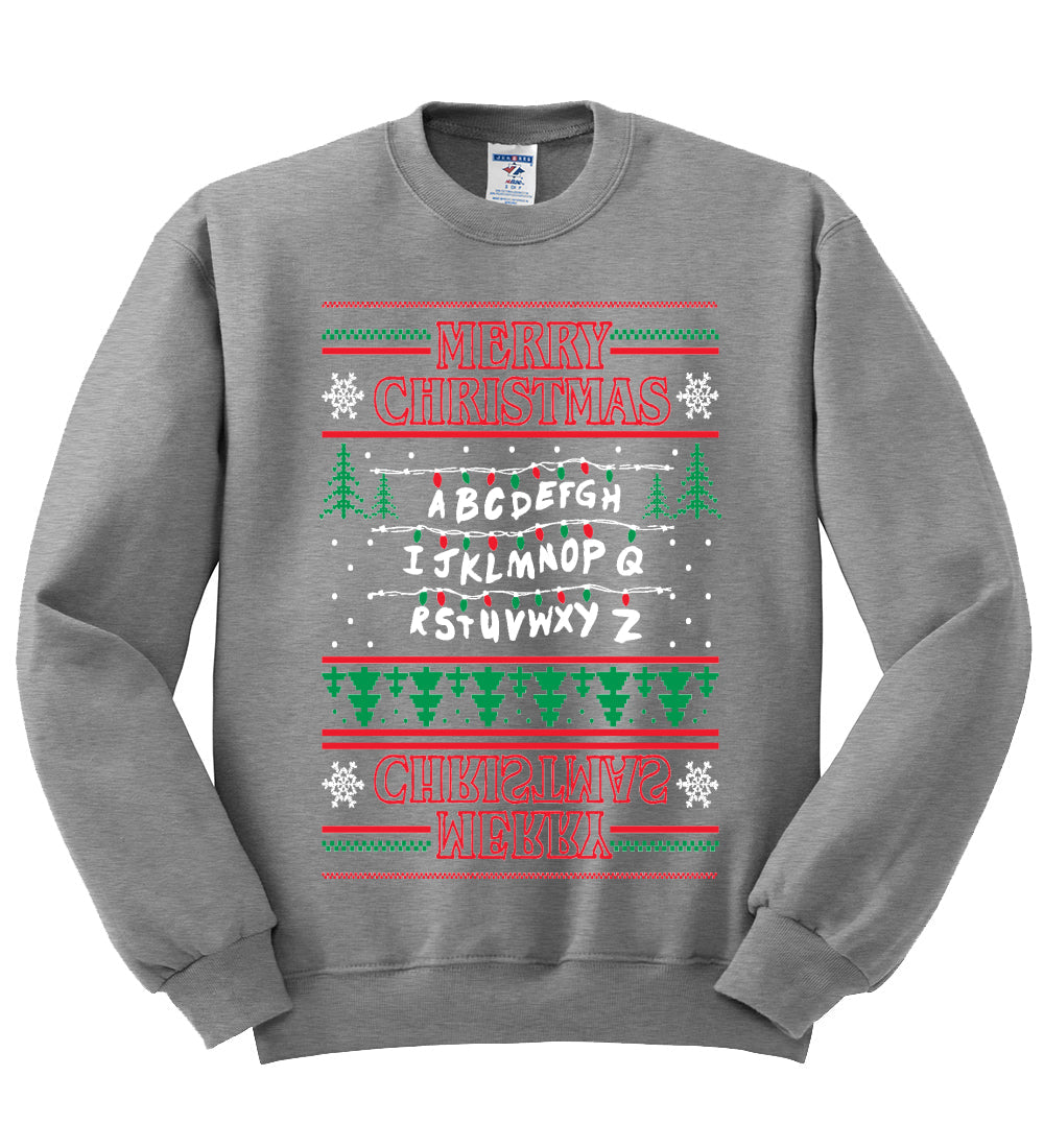 Merry Christmas Holiday Alphabet Christmas Unisex Crewneck Graphic Sweatshirt