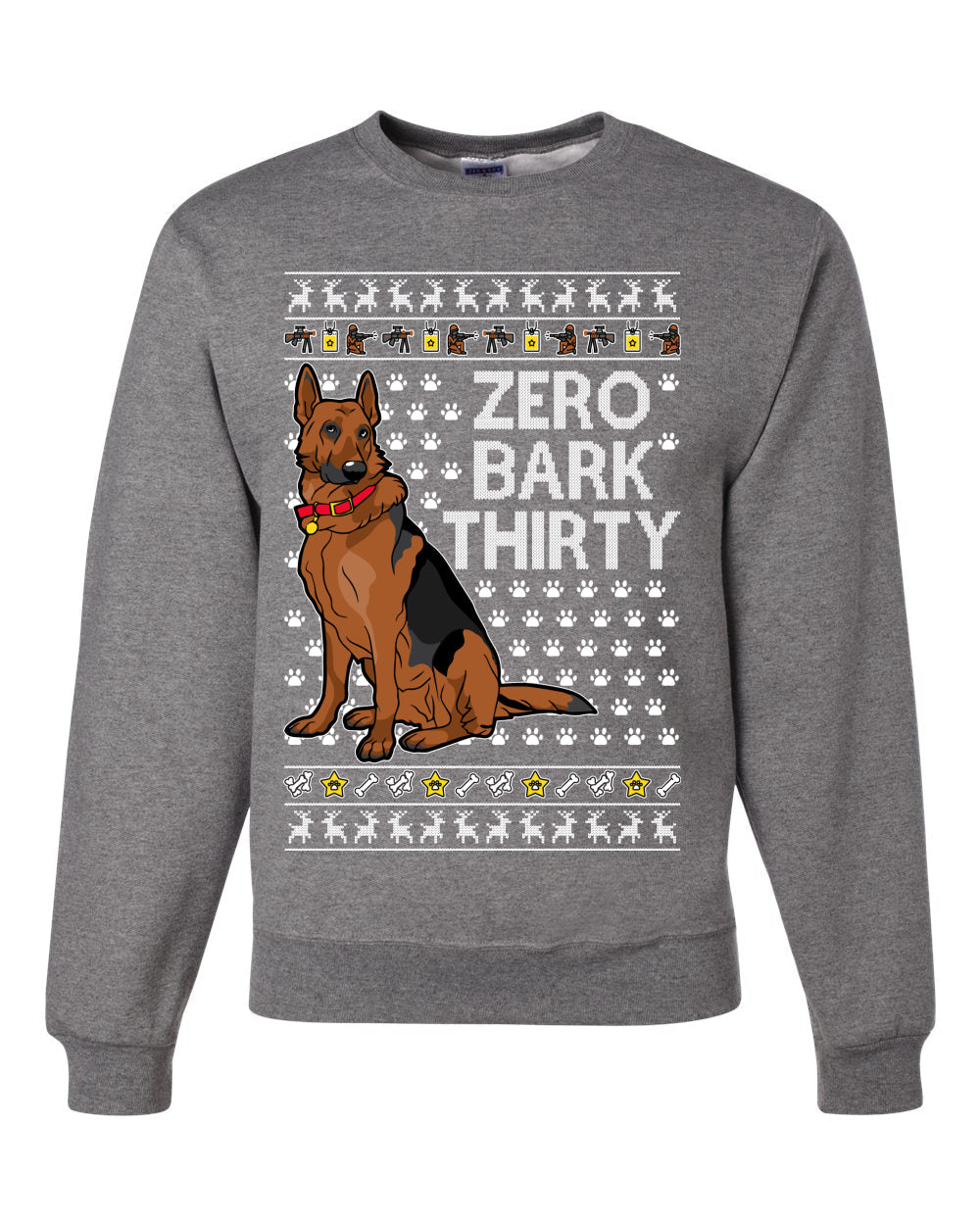 Zero Bark Thirty Funny Dog Xmas Ugly Christmas Unisex Crewneck Graphic Sweatshirt