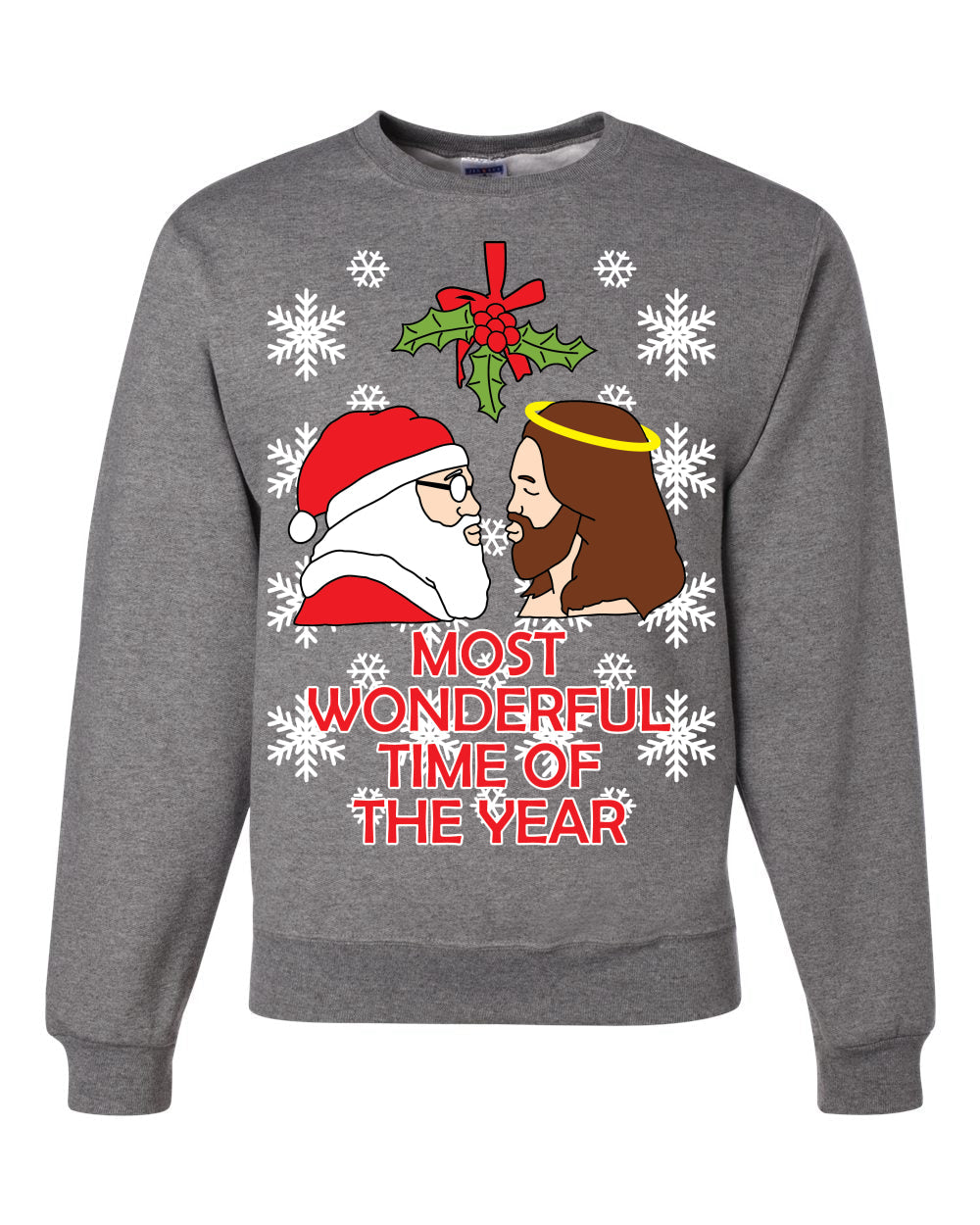 Most Wonderful Time of The Year Santa Jesus Unisex Crewneck Graphic Sweatshirt