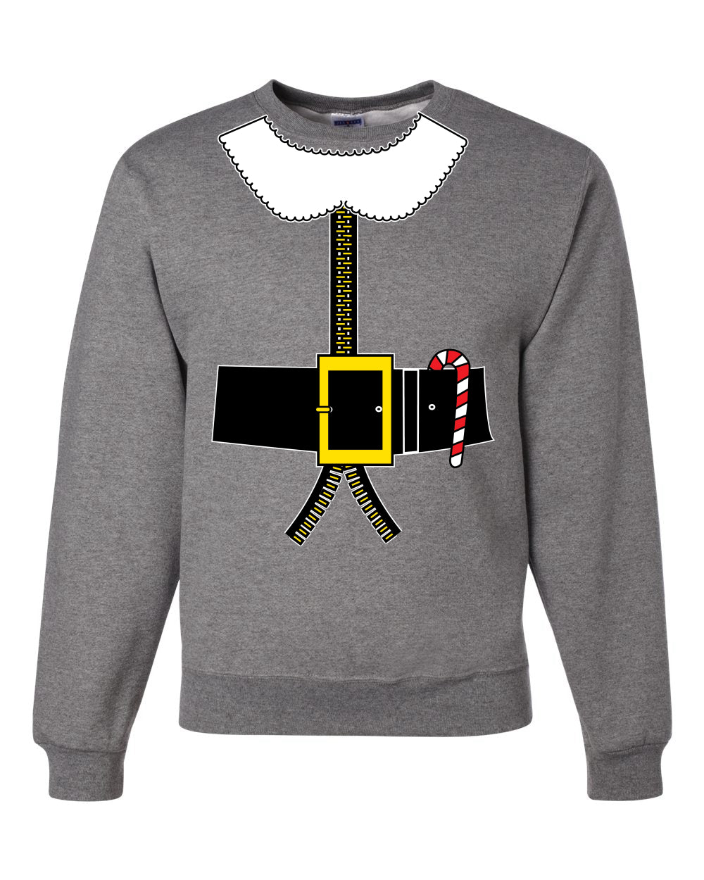 Santa Suit with Beard Belt Candy Cane Christmas Unisex Crewneck Graphic Sweatshirt