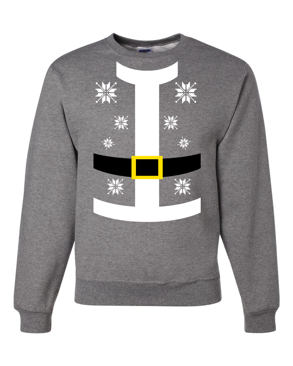 Santa Suit with Belt Snowflakes Christmas Unisex Crewneck Graphic Sweatshirt