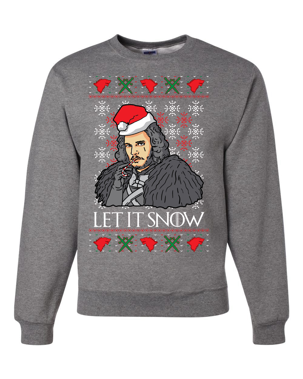 Let It Snow | Jon Snow Full Color GoT Christmas Unisex Crewneck Graphic Sweatshirt