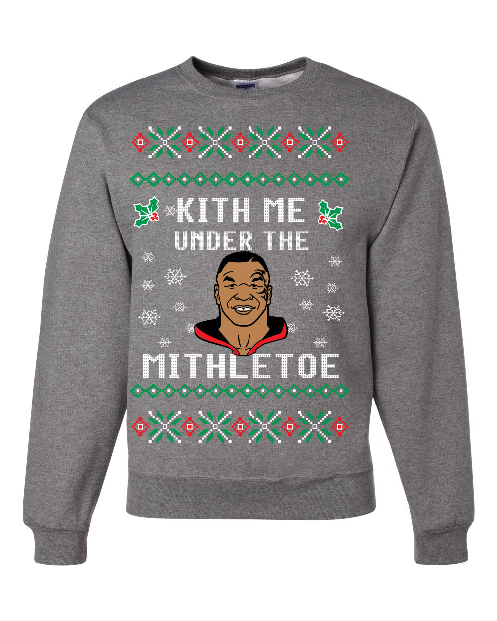 Kith Me Under The Mithletoe Funny Lips Christmas Unisex Crewneck Graphic Sweatshirt