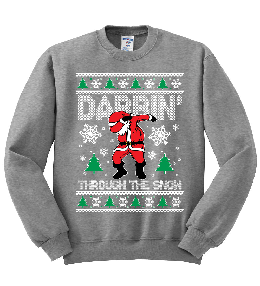 Dabbing Through The Snow Santa Christmas Unisex Crewneck Graphic Sweatshirt