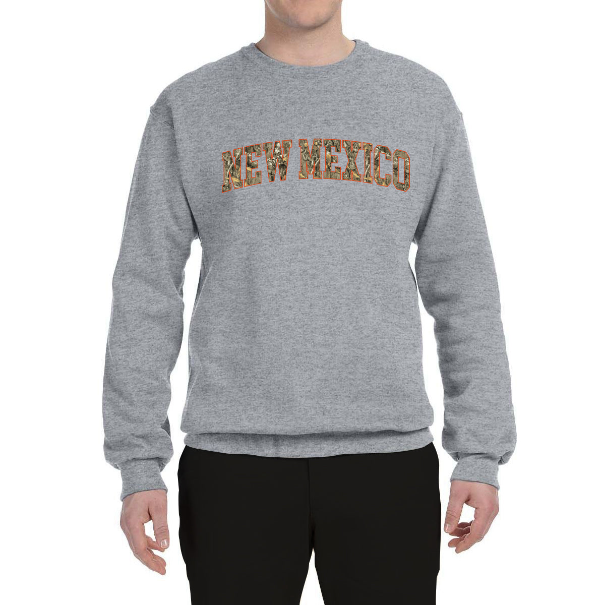 New Mexico  Camo Fill Orange Outline Sweater, Unisex Crewneck Sweatshirts