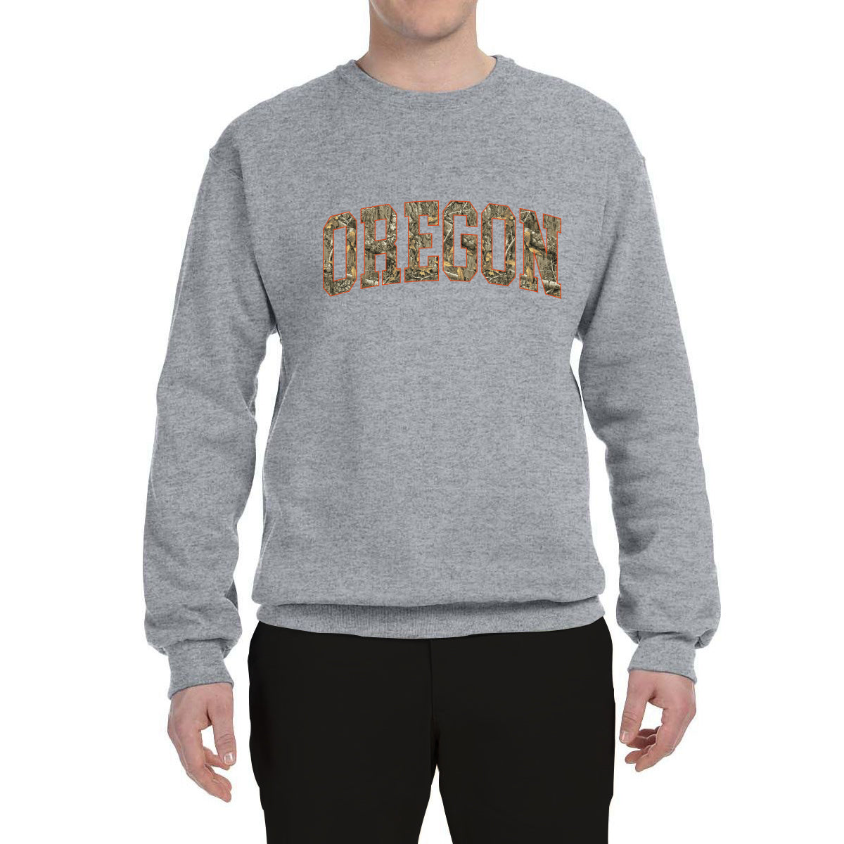 Oregon  Camo Fill Orange Outline Sweater, Unisex Crewneck Sweatshirts