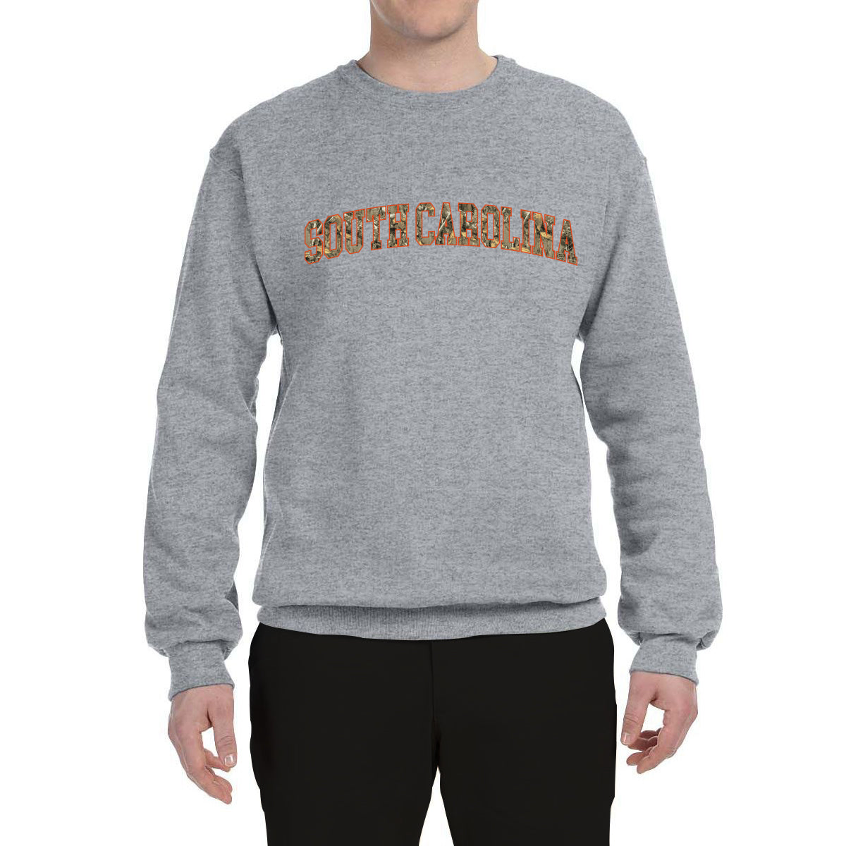 South Carolina  Camo Fill Orange Outline Sweater, Unisex Crewneck Sweatshirts