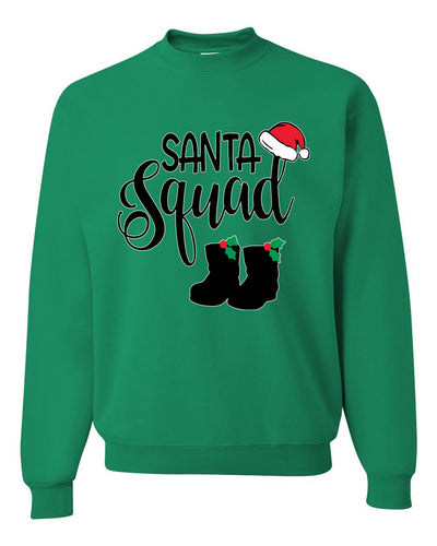 Santa Squad Xmas Hat Boots Ugly Christmas Sweater Unisex Crewneck Graphic Sweatshirt