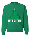 Lets Get Lit Xmas Tree Ugly Christmas Sweater Unisex Crewneck Graphic Sweatshirt