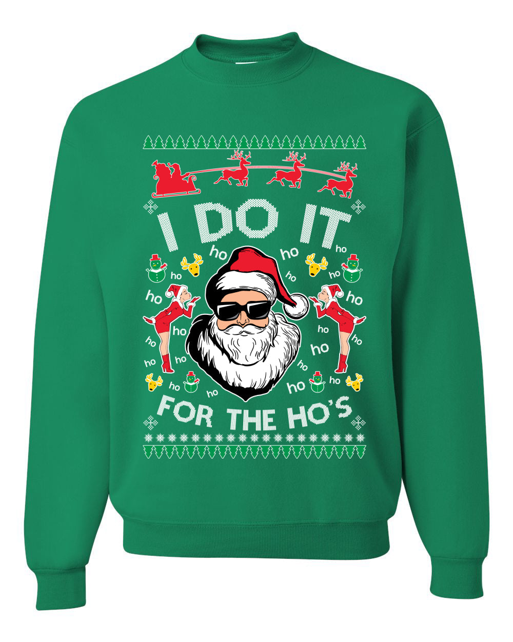 I do it for the Ho's Xmas Ugly Christmas Sweater  Christmas Unisex Crewneck Graphic Sweatshirt