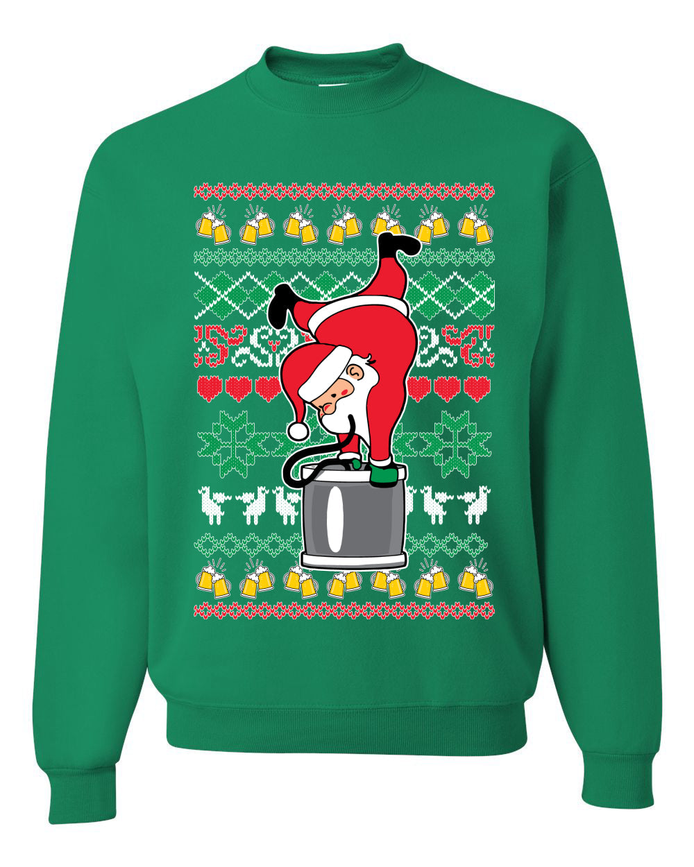 Santa Keg Stand Beer Drinking Drunk Ugly Christmas Sweater Christmas Unisex Crewneck Graphic Sweatshirt