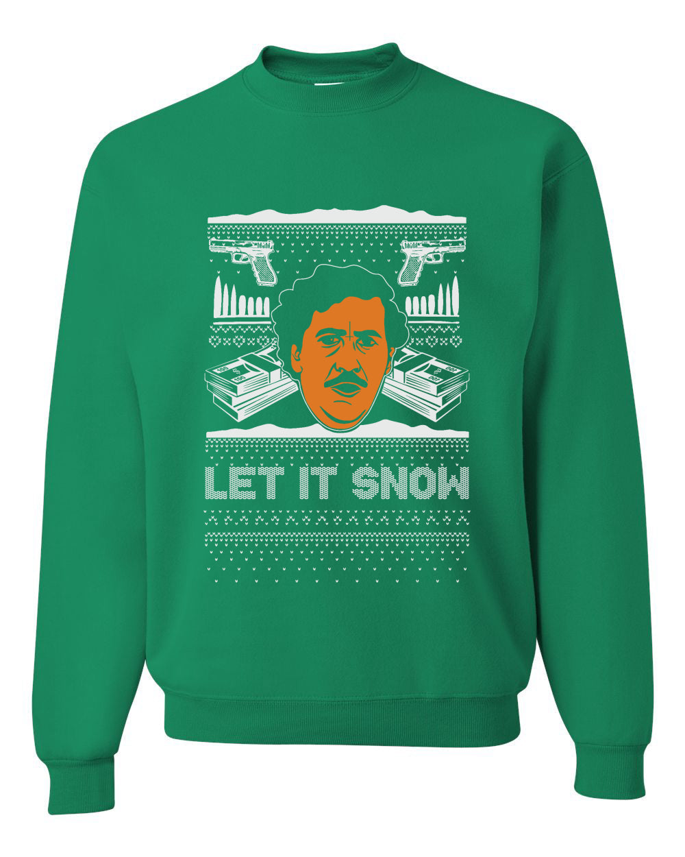 Let It Snow Funny Pablo Escobar Narcos Cocaine Drugs Xmas Christmas Unisex Crewneck Graphic Sweatshirt