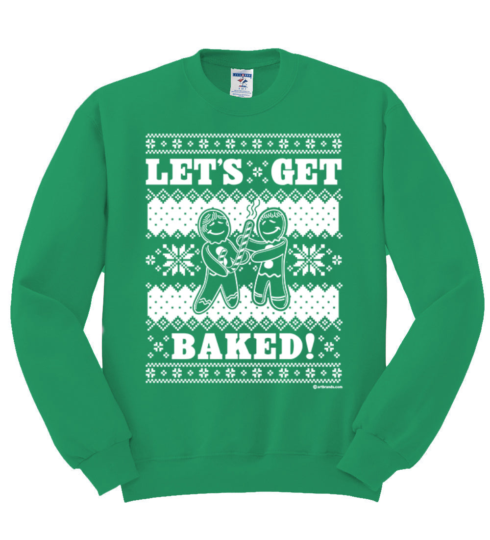 Let's Get Baked Holiday Ginger Bread Design Christmas Unisex Crewneck Graphic Sweatshirt