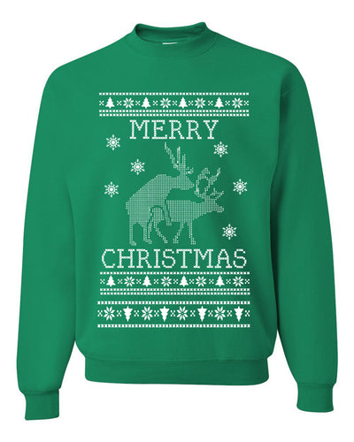 Merry Christmas | Reindeer Humping Christmas Unisex Crewneck Graphic Sweatshirt