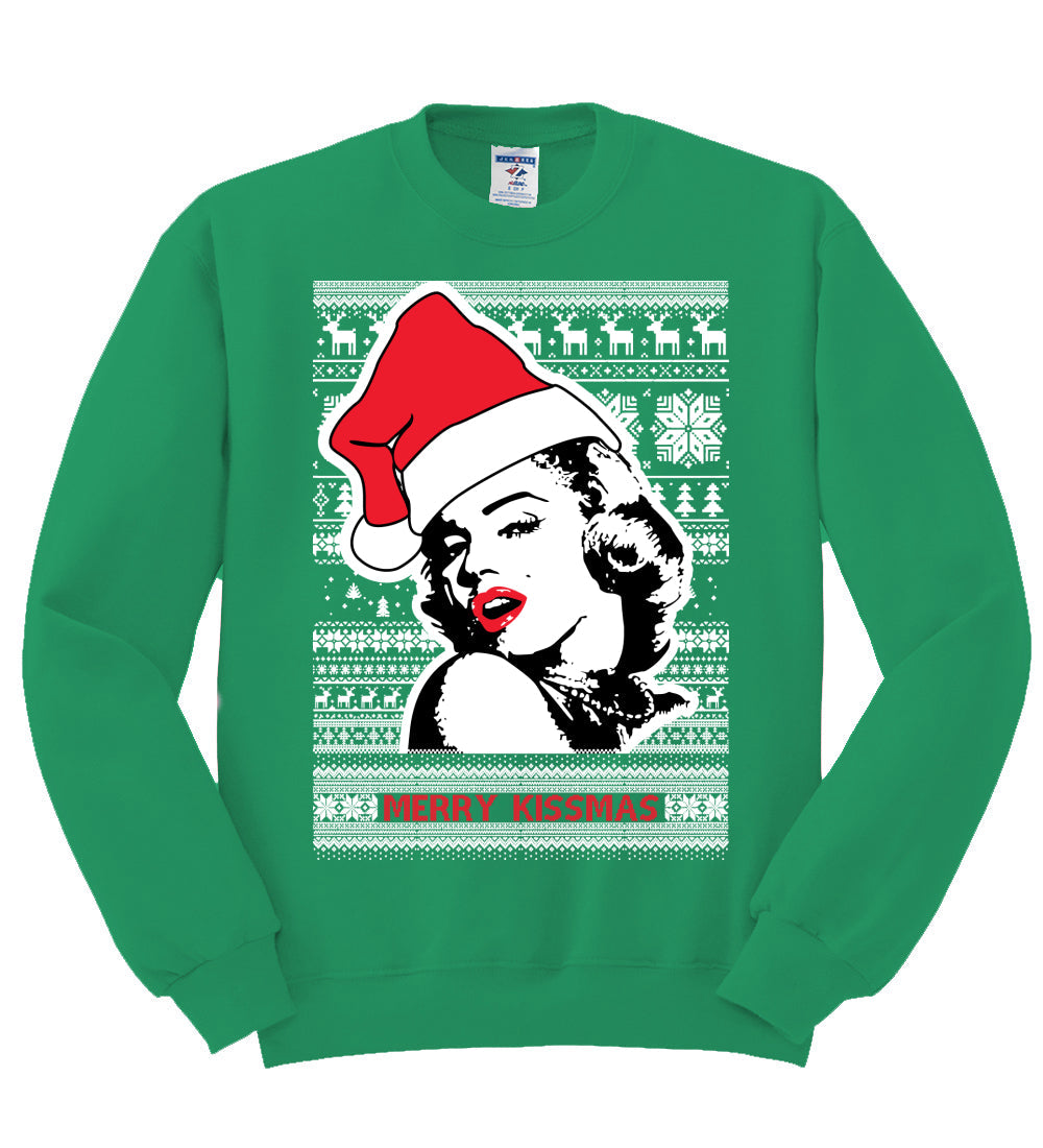 Merry Kissmas Marilyn Monroe Christmas Unisex Crewneck Graphic Sweatshirt