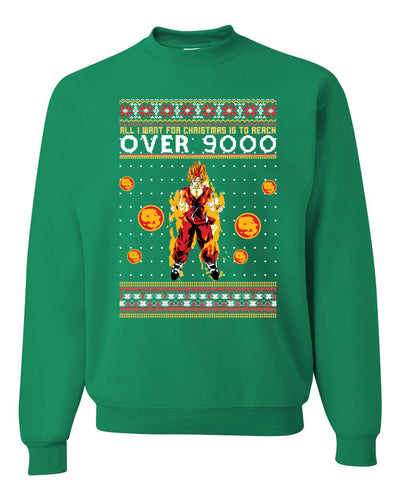 All I Want for Christmas is to Reach Over 9000 Christmas Unisex Crewneck Graphic Sweatshirt