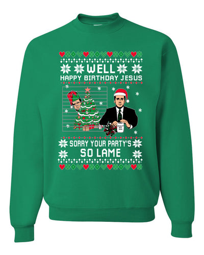 Well Happy Birthday Jesus Funny Quote Office Christmas Unisex Crewneck Graphic Sweatshirt