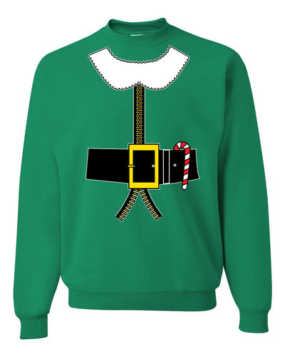 Santa Suit with Beard Belt Candy Cane Christmas Unisex Crewneck Graphic Sweatshirt