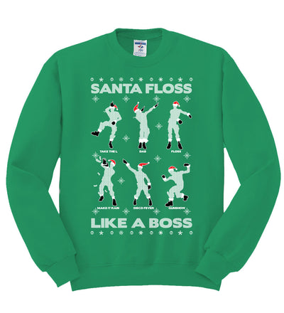 Santa Floss Like a Boss Dance Moves Christmas Unisex Crewneck Graphic Sweatshirt
