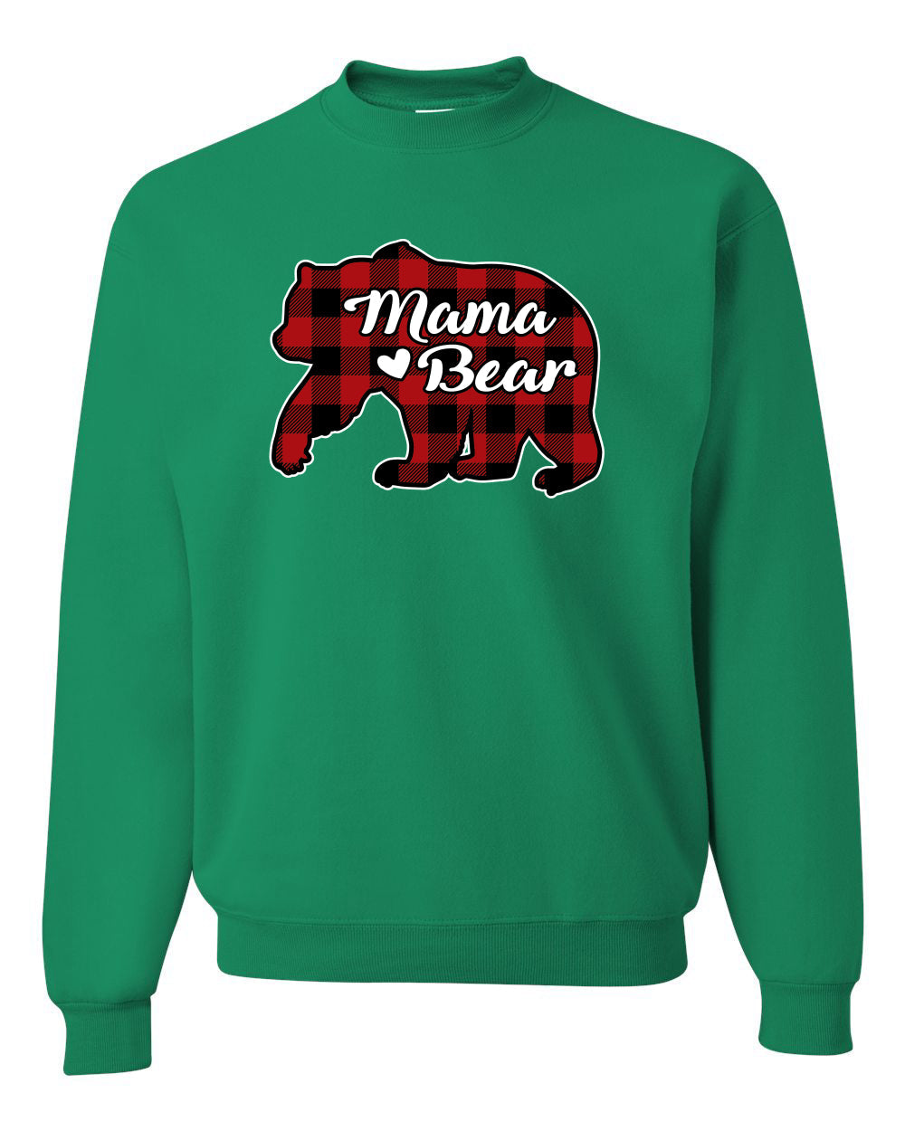 Mama Bear Cool Plaid Matching Design Christmas Unisex Crewneck Graphic Sweatshirt