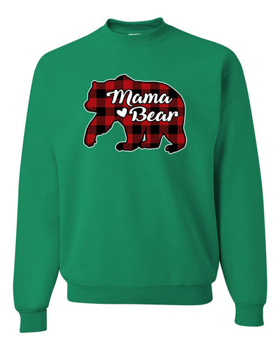 Mama Bear Cool Plaid Matching Design Christmas Unisex Crewneck Graphic Sweatshirt