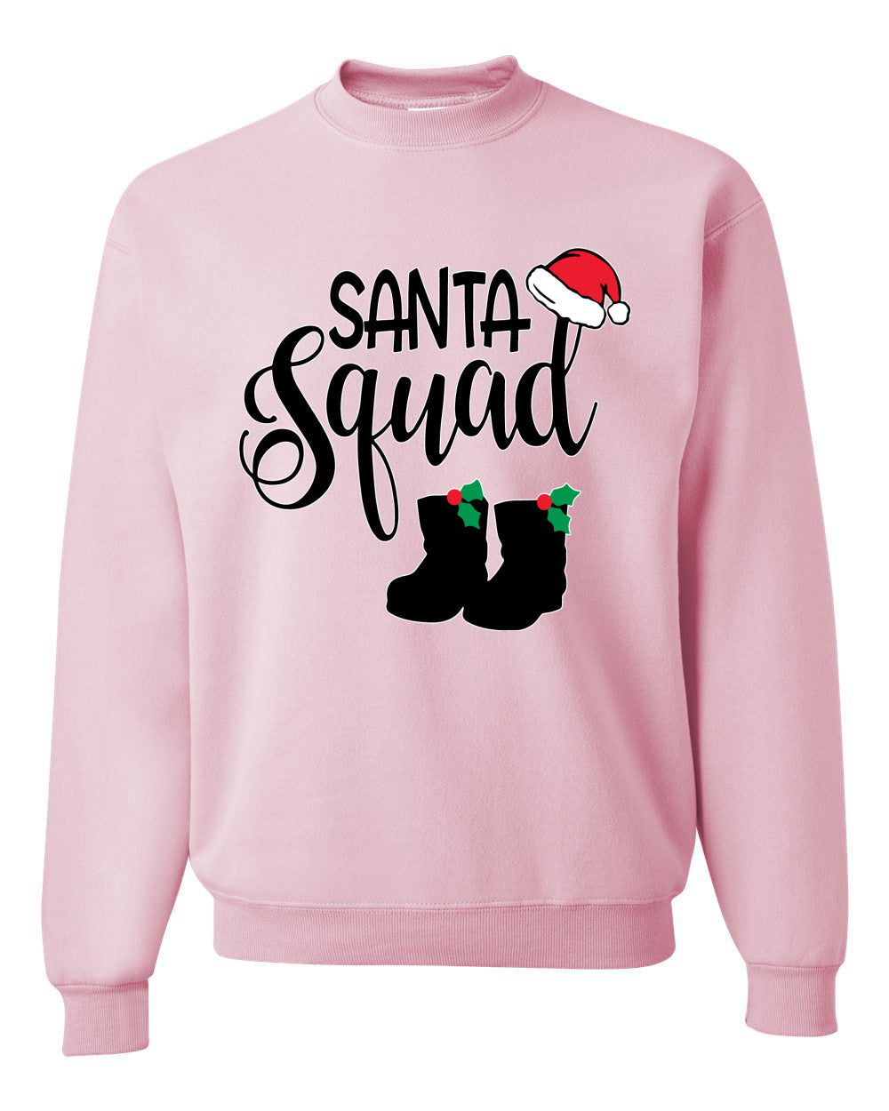 Santa Squad Xmas Hat Boots Ugly Christmas Sweater Unisex Crewneck Graphic Sweatshirt