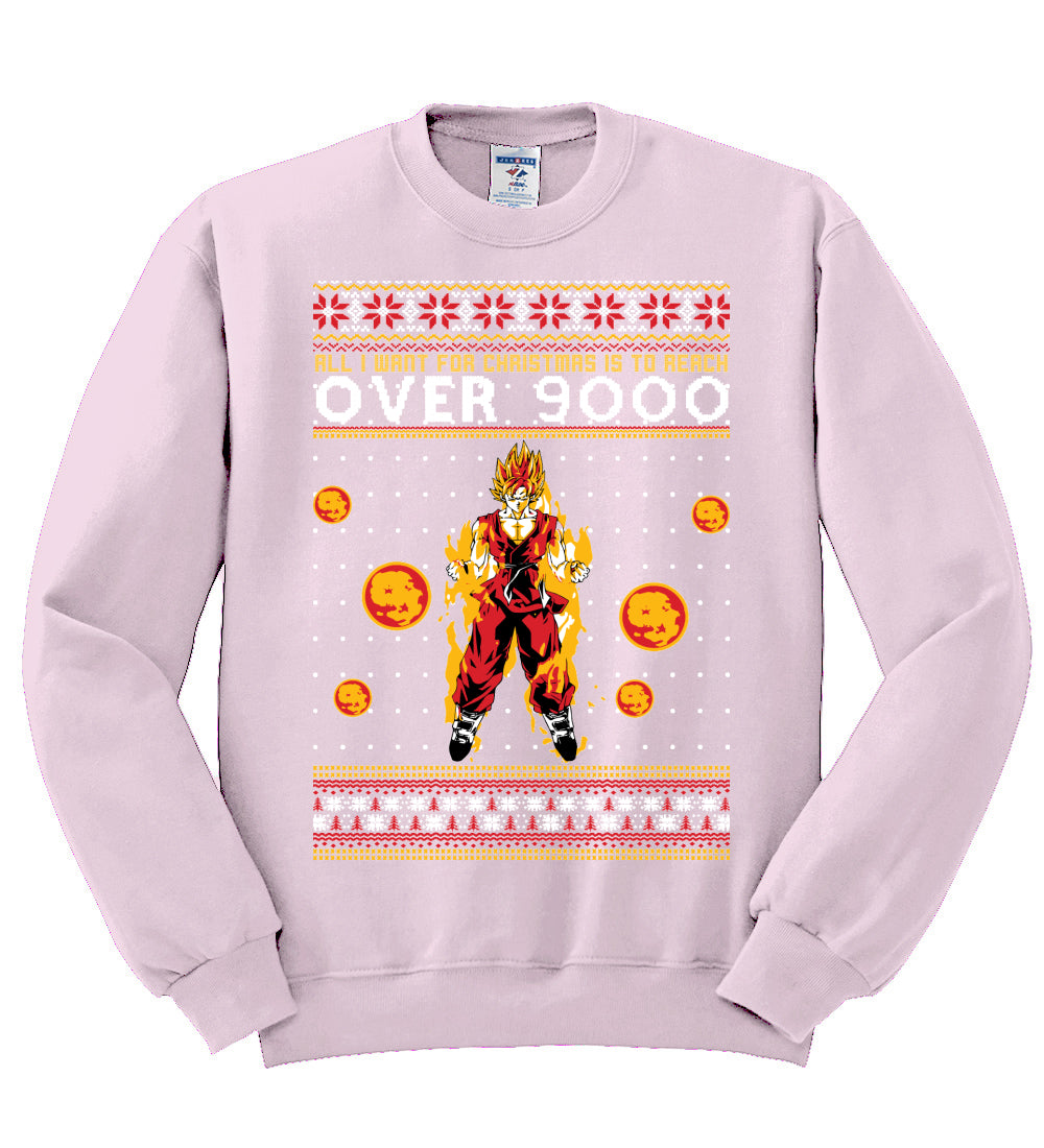 All I Want for Christmas is to Reach Over 9000 Christmas Unisex Crewneck Graphic Sweatshirt