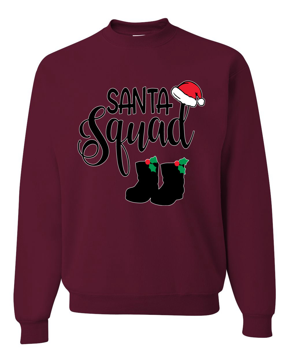 Santa Squad Xmas Hat Boots Ugly Christmas Sweater Unisex Crewneck Graphic Sweatshirt