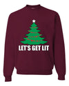 Lets Get Lit Xmas Tree Ugly Christmas Sweater Unisex Crewneck Graphic Sweatshirt