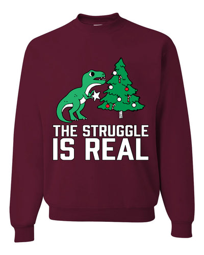 Christmas Trex The Struggle is Real Ugly Christmas Sweater Christmas Unisex Crewneck Graphic Sweatshirt