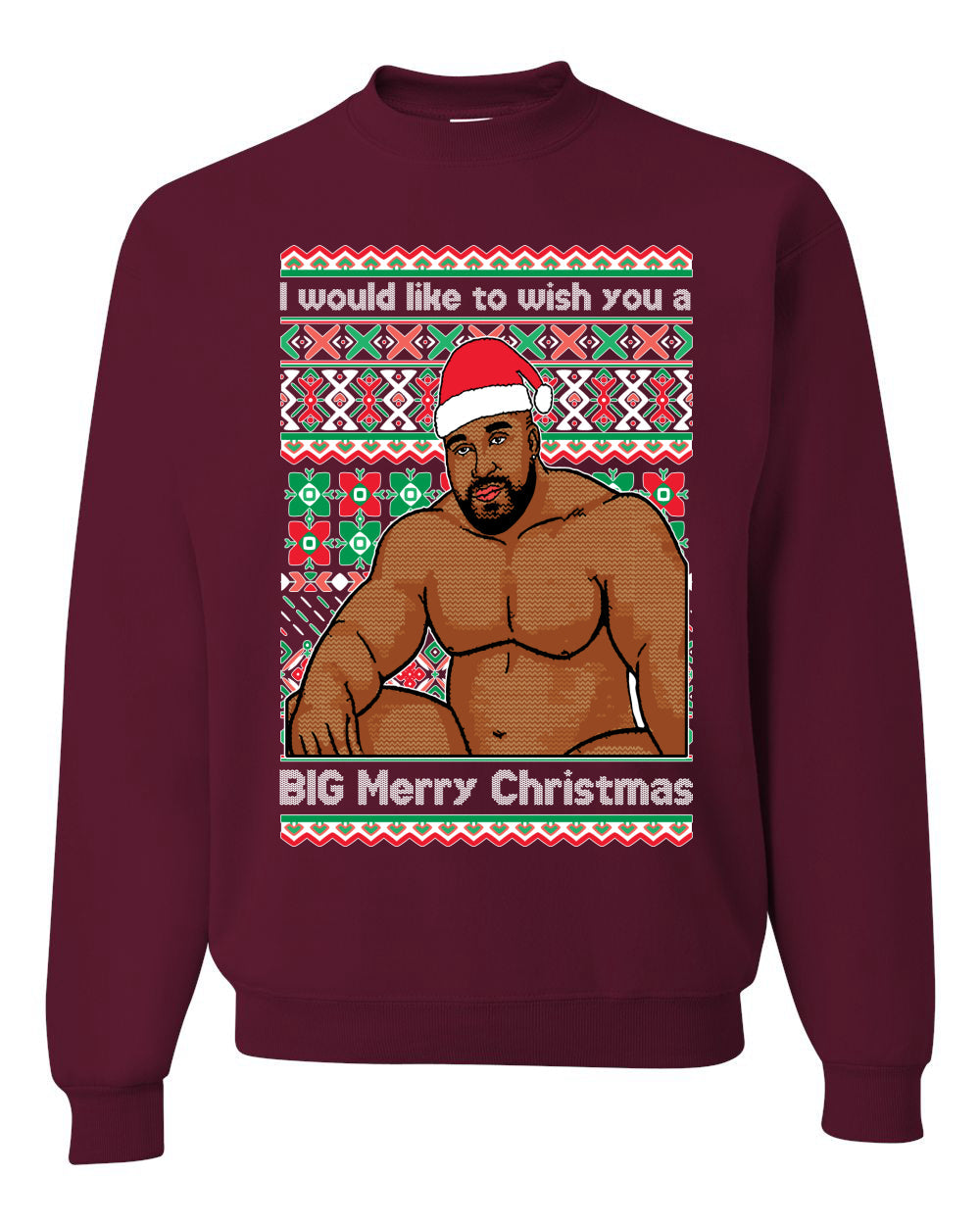 Wood Meme Wish You A Big Merry Christmas Christmas Unisex Crewneck Graphic Sweatshirt