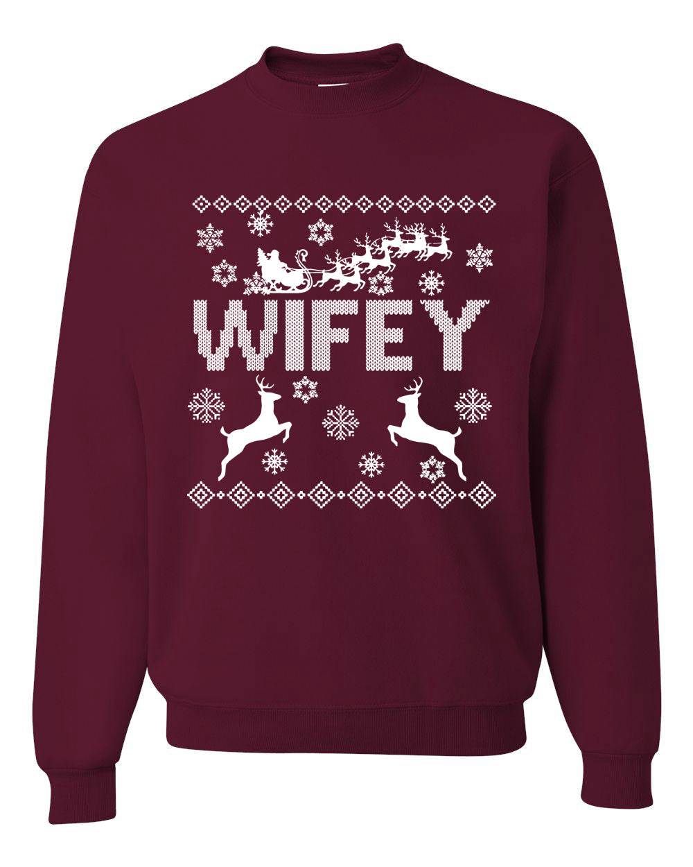 Christmas Wifey Love Ugly Christmas Sweater  Christmas Unisex Crewneck Graphic Sweatshirt