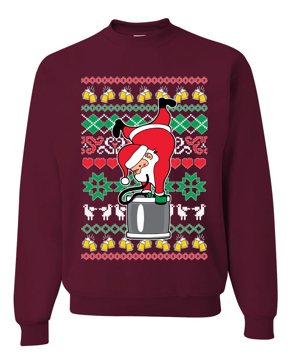 Santa Keg Stand Beer Drinking Drunk Ugly Christmas Sweater Christmas Unisex Crewneck Graphic Sweatshirt