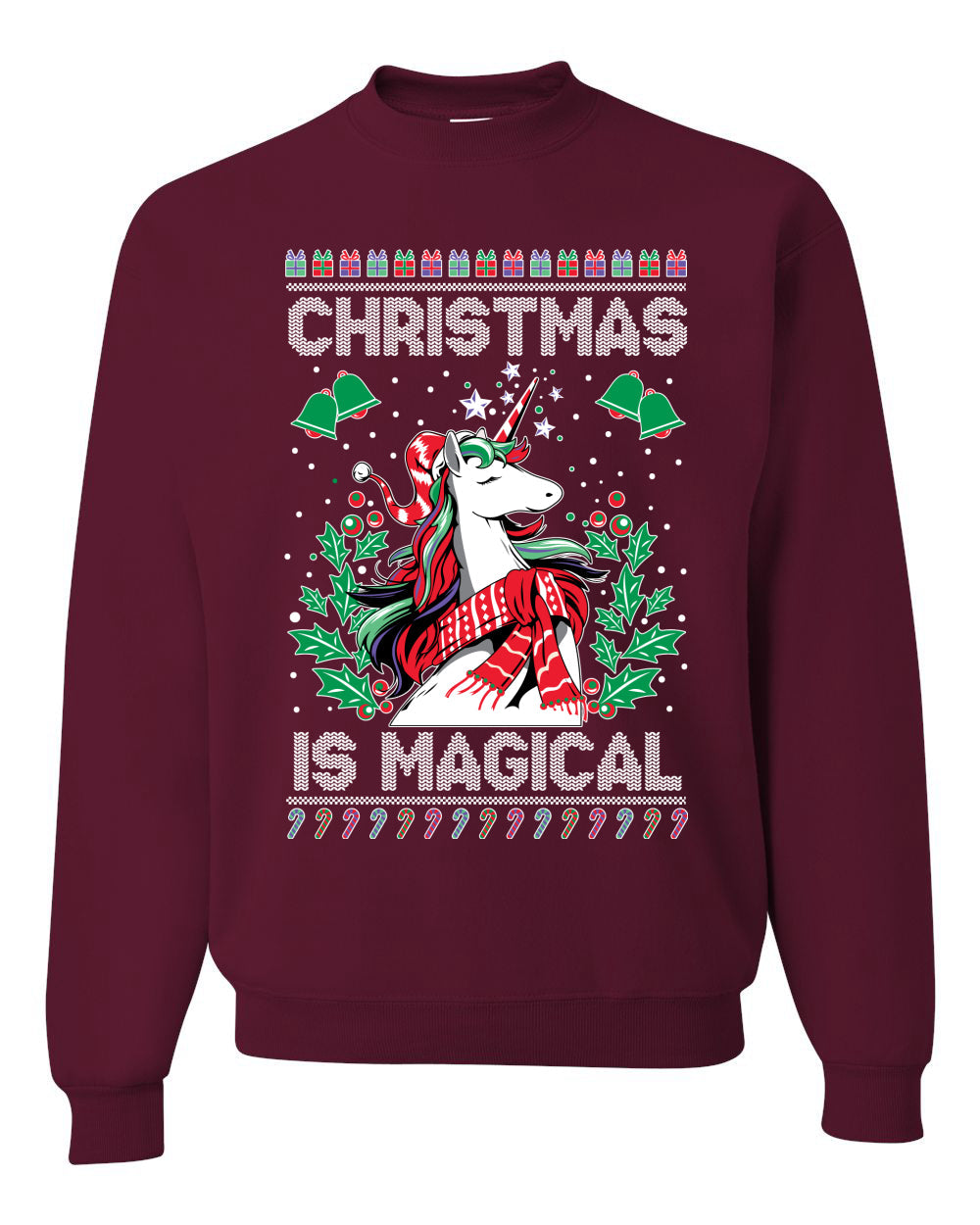 Christmas Is Magical Unicorn Christmas Unisex Crewneck Graphic Sweatshirt