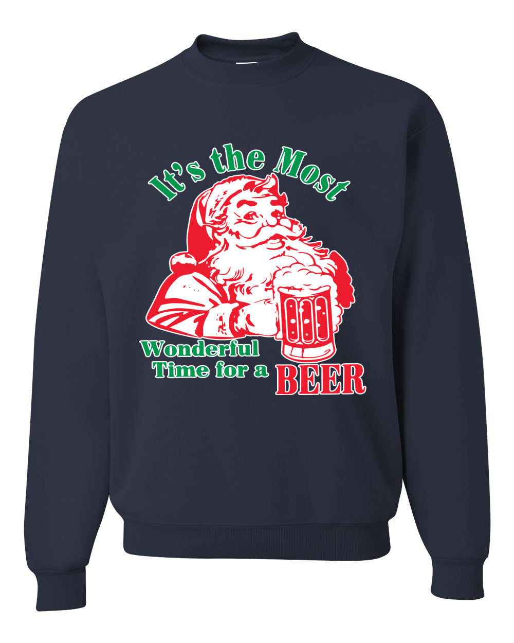 It is The Most Wonderful Time for a Beer Ugly Christmas Sweater Unisex Crewneck Graphic Sweatshirt