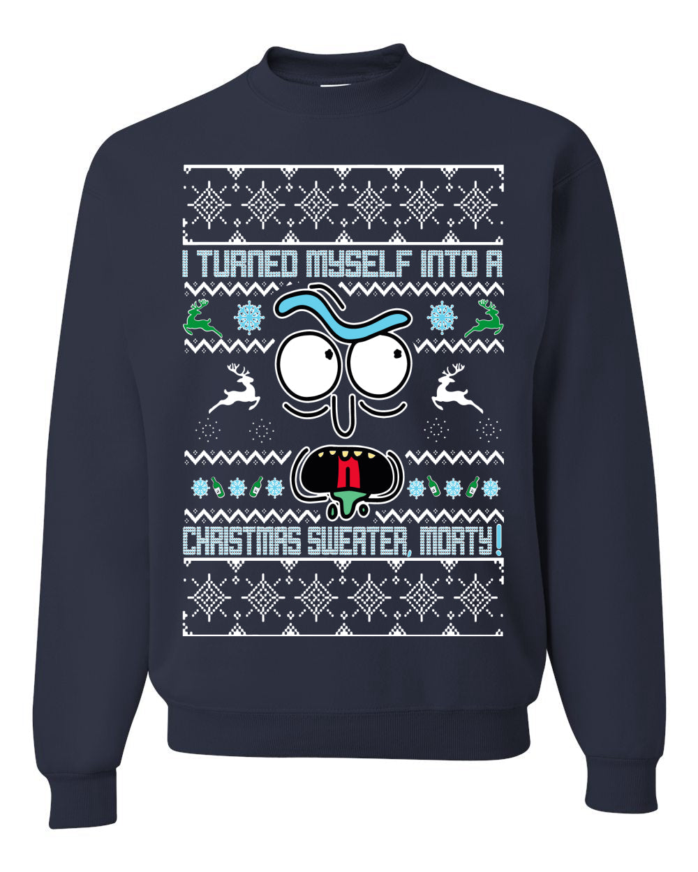 i turned myself into a christmas sweater morty Christmas Unisex Crewneck Graphic Sweatshirt