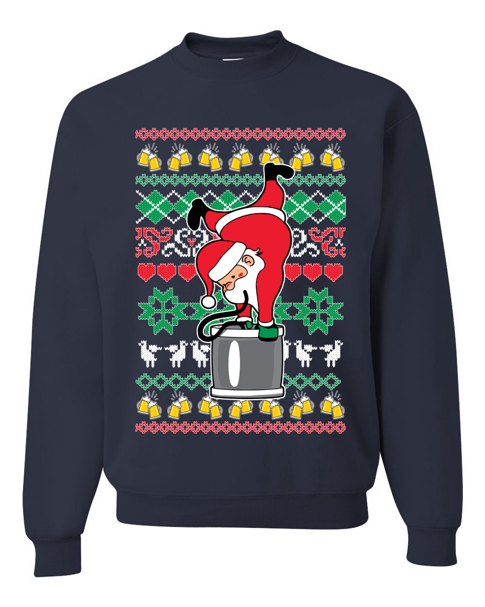 Santa Keg Stand Beer Drinking Drunk Ugly Christmas Sweater Christmas Unisex Crewneck Graphic Sweatshirt